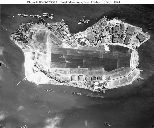 Vertical aerial photograph of Ford Island, taken 10 November 1941