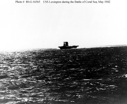 USS "Lexington" (CV-2) underway, as seen from USS "Yorktown" (CV-5)